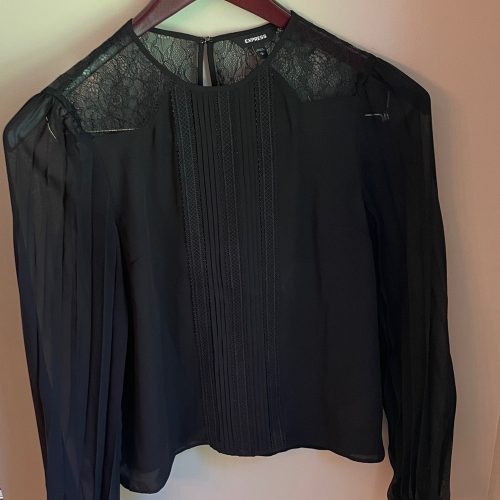 Express Women's Black Lace Accent Blouse